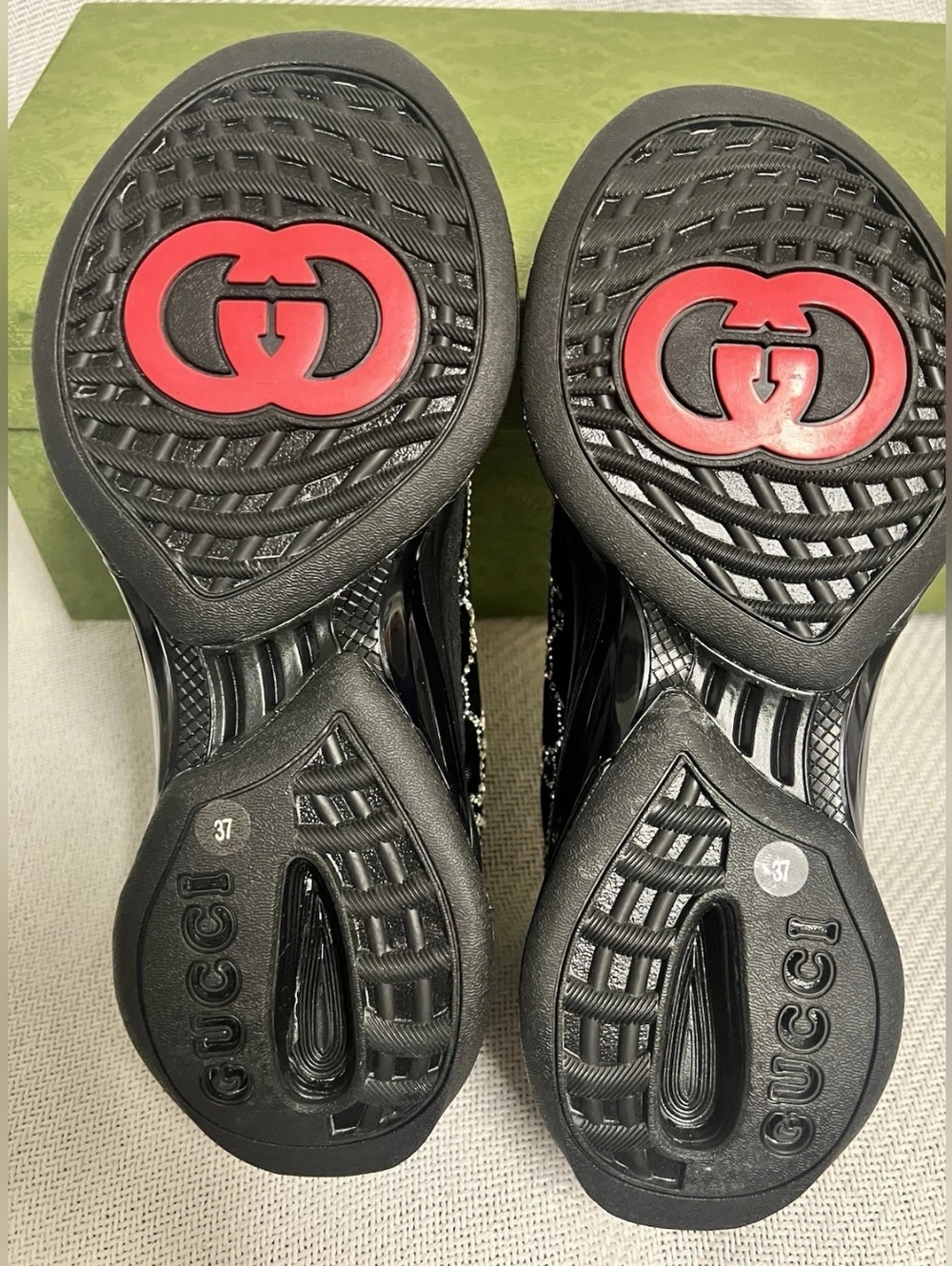 Gucci Black GG Crystal Embellished Run Sneakers - Picture 8 of 10